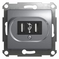 Розетка USB с/п 2 гнезда Алюминий Glossa GSL000332