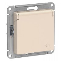 Розетка 1гн с/п с з/к штор. с крыш. IP44 Бежевый AtlasDesign ATN000246 (15/120)