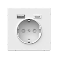 Розетка 1гн с/п с з/к + 2USB (1 порт А+1 порт C ) БЕЛЫЙ ArtGallery (GAL000132)