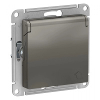 Розетка 1гн с/п с з/к штор. с крыш. IP44 Сталь AtlasDesign ATN000946 (20/160)
