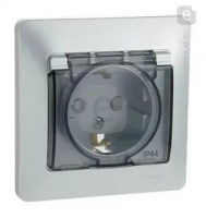 Розетка 1гн с/п с з/к  в сборе, штор. с крыш. IP44 Алюминий Glossa GSL000348 (10/160) купить в каталоге интернет магазина СМИТ с доставкой по Улан-Удэ