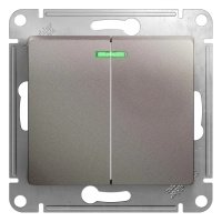 Выключатель 2 кл с/п с подсв Платина Glossa GSL001253 (20/160)