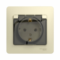 Розетка 1гн с/п с з/к  в сборе, штор. с крыш. IP44 Крем Glossa GSL000248 (10/160) купить в каталоге интернет магазина СМИТ с доставкой по Улан-Удэ