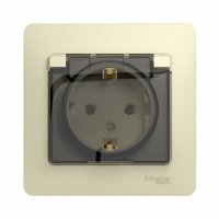 Розетка 1гн с/п с з/к  в сборе, штор. с крыш. IP44 Крем Glossa GSL000248 (10/160) купить в каталоге интернет магазина СМИТ с доставкой по Улан-Удэ
