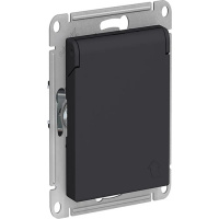Розетка 1гн с/п с з/к штор. с крыш. IP44. Карбон AtlasDesign ATN001046 (5/20)