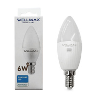 Лампа светодиодная  свеча 6W Е14 дневной свет WELLMAX 6,5К