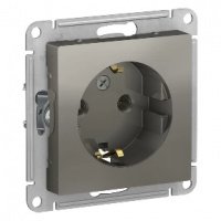 Розетка 1гн с/п с з/к Сталь AtlasDesign САМОЗАЖИМ ATN000943S (5/20)