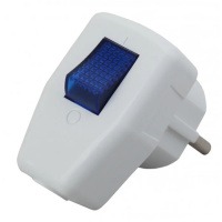 Вилка с/з с выключателем 16A белая (24/8) ЭРА