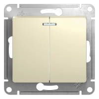 Выключатель 2 кл с/п с подсв Крем Glossa GSL000253 (20/160)