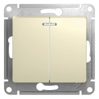 Выключатель 2 кл с/п с подсв Крем Glossa GSL000253 (20/160)