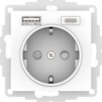 Розетка 1гн с/п с з/к + 2USB (1 порт А+1 порт C ) Белый AtlasDesign ATN000132 (8/48)