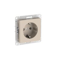 Розетка 1гн с/п с з/к Песочный AtlasDesign САМОЗАЖИМ ATN001243S (5/20)
