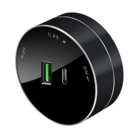 Розетка круглая MultiTrack USB (тип А+С) 18Вт, 5В/3А Антрацит MTK13003B